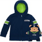 Cubcoats Menino Criança Seattle Seahawks 2 em 1 Transformando Moletom com Zíper Completo e Pelúcia Macia Azul Tamanho 2T