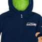 Moletom com capuz e pelúcia macios Cubcoats para meninos, Seattle Seahawks 2 em 1, com zíper e transformação, azul