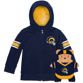 Cubcoats Menino Infantil Los Angeles Rams 2 em 1 com Moletom Transformador com Zíper Completo e Pelúcia Macia Azul-Royal