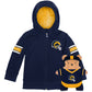 Cubcoats Menino Infantil Los Angeles Rams 2 em 1 com Moletom Transformador com Zíper Completo e Pelúcia Macia Azul-Royal