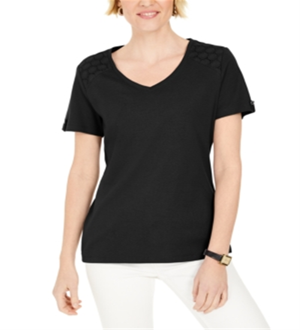 Karen Scott Blusa Feminina Gola V Ombros Abertos Preto Tamanho Grande