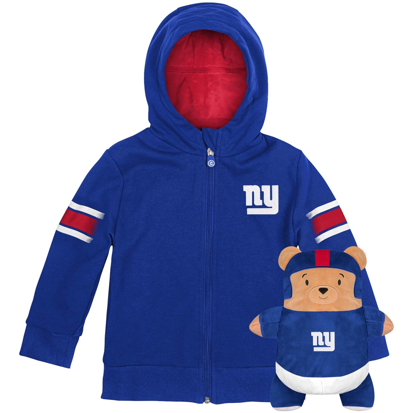 Moletom com capuz e pelúcia macios Cubcoats New York Giants 2 em 1 para meninos