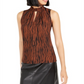 Blusa feminina Bar III com estampa animal e decote careca, marrom, tamanho pequeno
