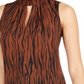 Blusa feminina Bar III com estampa animal e decote careca, marrom, tamanho pequeno
