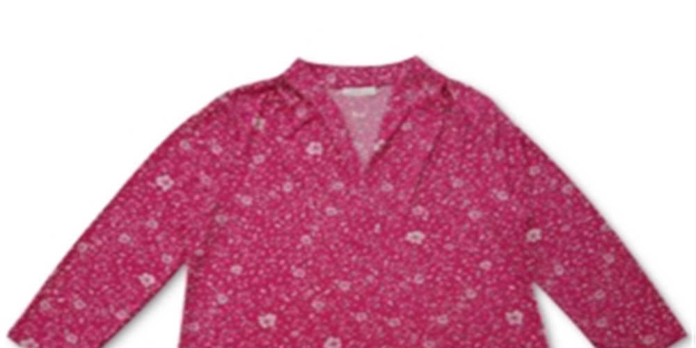 Top feminino com estampa floral e decote em V plissado, rosa, tamanho pequeno