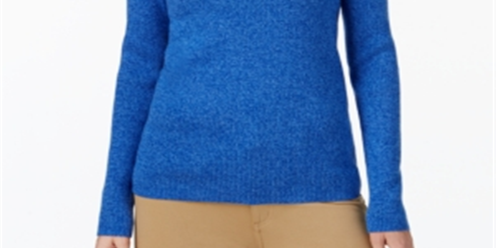 Karen Scott Suéter Feminino de Algodão com Gola Falsa Azul Tamanho XS