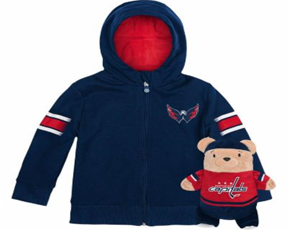 Cubcoats Menino Criança Washington Capitals 2 em 1 Transformando Moletom com Zíper Completo e Pelúcia Macia Azul Marinho