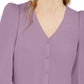 Blusa feminina Bar III com manga bufante e botões, cor lavanda, tamanho pequeno