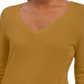 JM Collection Suéter feminino com decote em V e mangas enfeitadas, amarelo, tamanho X-S