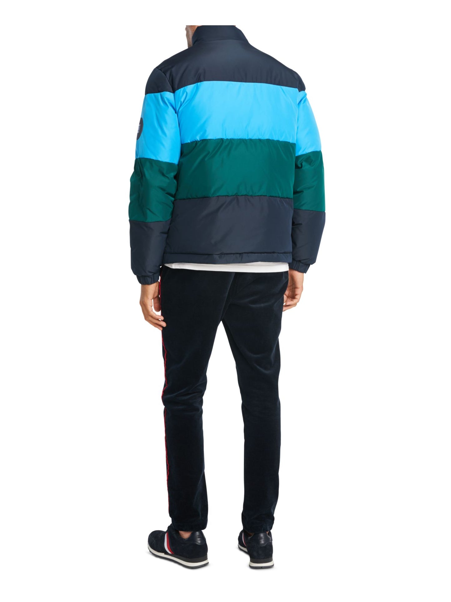 Tommy Hilfiger Casaco impermeável listrado feminino azul tamanho grande