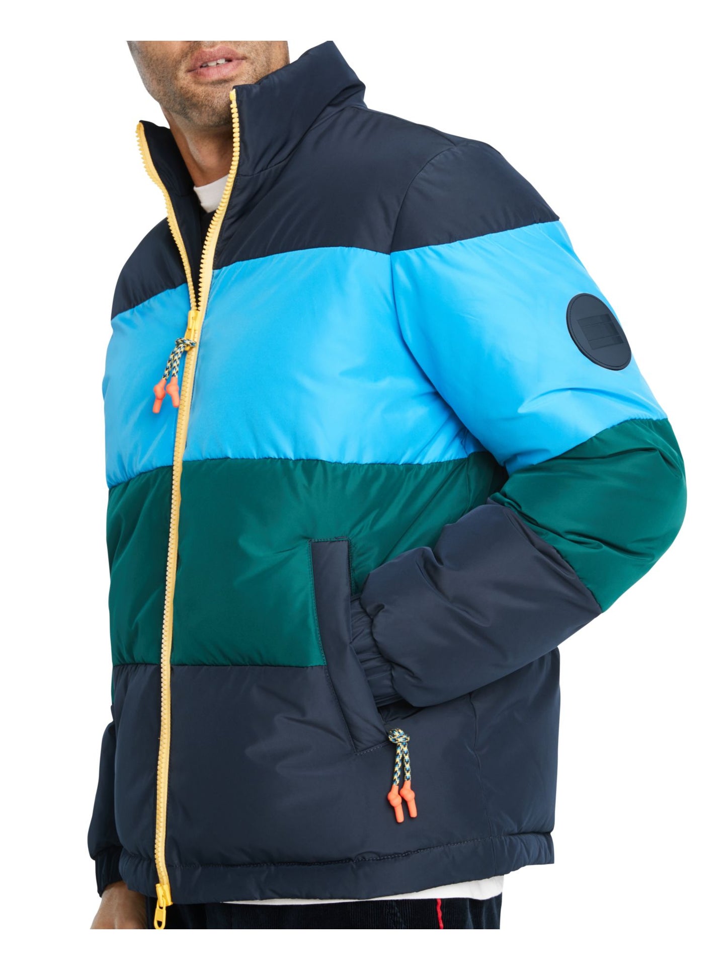 Tommy Hilfiger Casaco impermeável listrado feminino azul tamanho grande