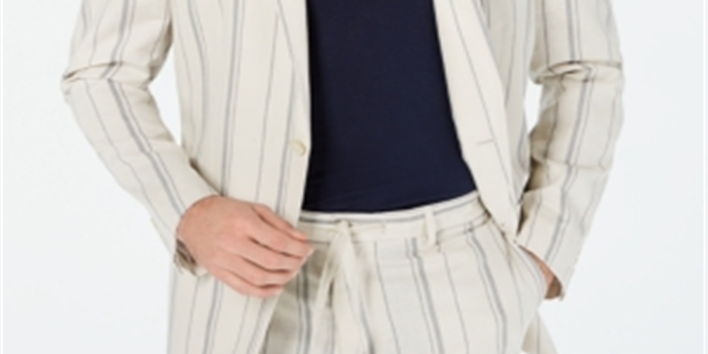 Blazer listrado masculino de dois botões da INC International Concepts, marrom, tamanho XXX-G