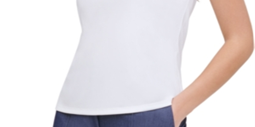 Tommy Hilfiger Blusa Feminina Amarrada no Pescoço Branca Tamanho X-G
