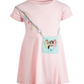 Vestido com bolsa das três princesas da Disney para meninas, rosa, tamanho 4