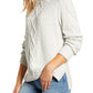 Suéter feminino de gola alta em tricô com trança Lucky Brand, branco, tamanho médio
