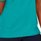 Blusa de algodão com decote redondo e bainha de botão feminina Karen Scott, azul, tamanho pequeno