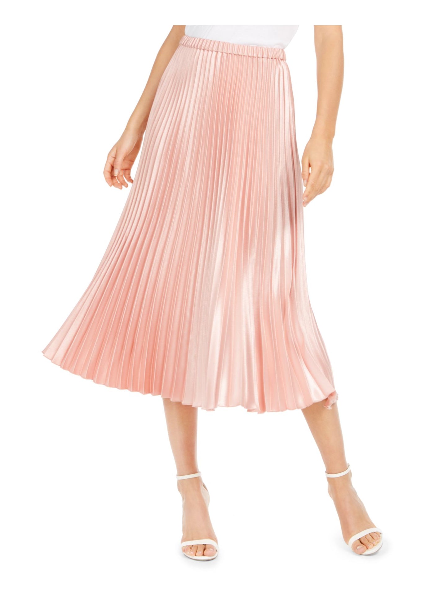 Saia longa plissada de cetim Anne Klein feminina, rosa, tamanho extragrande