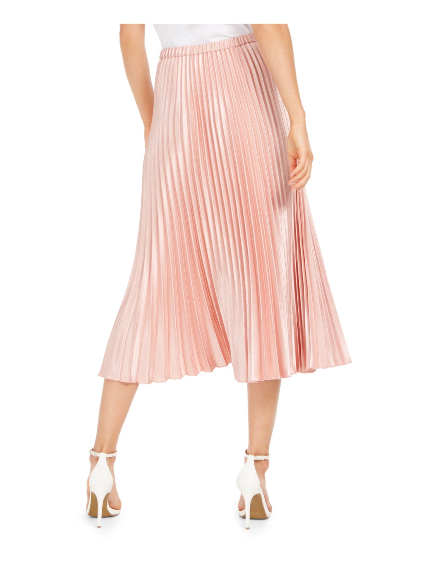 Saia longa plissada de cetim Anne Klein feminina, rosa, tamanho extragrande