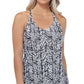 Top tankini com aro estampado Eye of the Tiger feminino Island Escape, preto, tamanho 12
