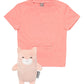 Camiseta infantil feminina Kali the Kitty 2 em 1 com bicho de pelúcia, rosa, da Cubcoats