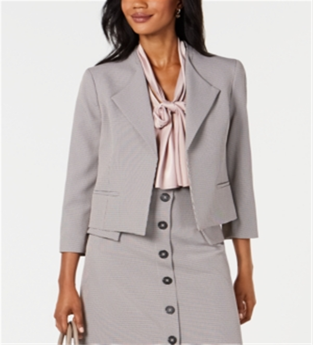 Jaqueta feminina Nine West Adobe com lapela larga em estilo pied-de-poule, rosa, vários tamanhos, tamanho extragrande