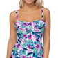 Top de natação tankini estampado feminino Island Escape, branco