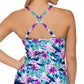 Top de natação tankini estampado feminino Island Escape, branco