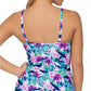 Top de natação tankini estampado feminino Island Escape, branco