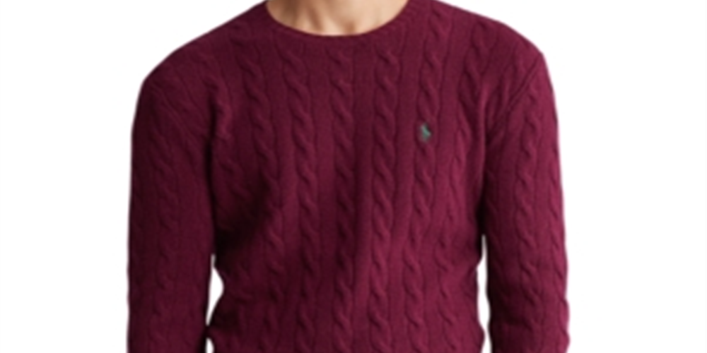 Polo Ralph Lauren Suéter Masculino de Lã e Caxemira em Tricô com Cordão Vermelho Tamanho 2XB