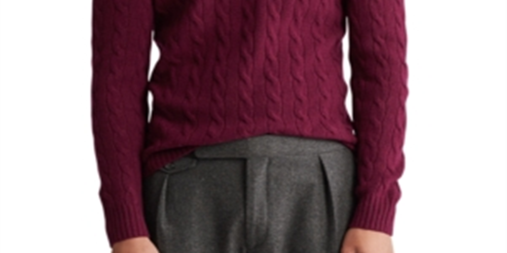 Polo Ralph Lauren Suéter Masculino de Lã e Caxemira em Tricô com Cordão Vermelho Tamanho 2XB