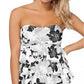 Top de natação feminino Island Escape Aloha Bloom com estampa em camadas, preto, tamanho 6