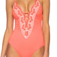 Maiô feminino Delilah Plunge Becca by Rebecca Virtue, rosa, tamanho médio