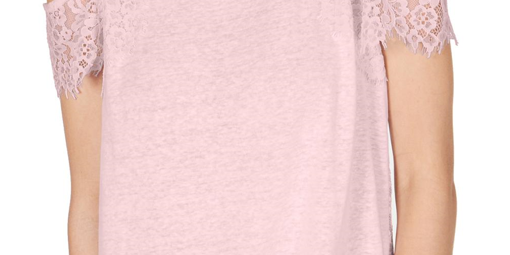 Blusa feminina de linho com ombros descobertos, INC International Concepts, rosa, tamanho grande