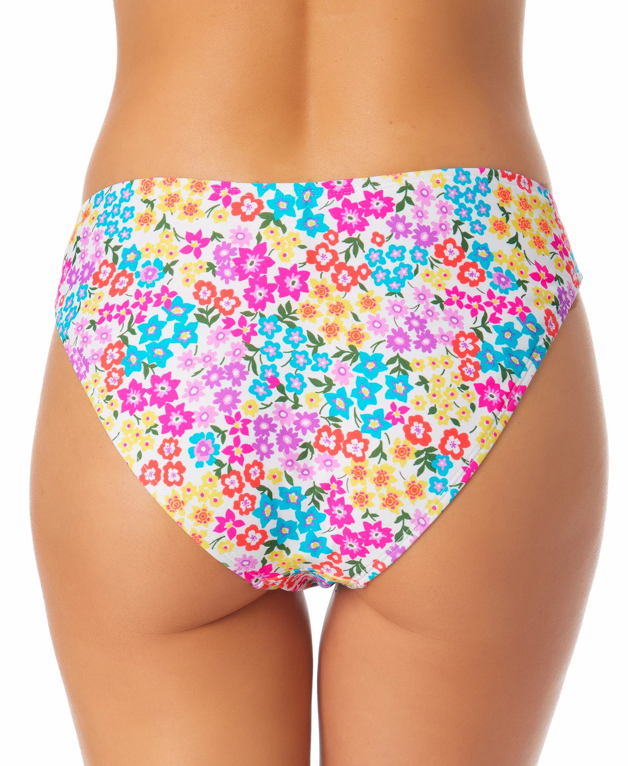 Biquíni feminino hipster com decote redondo California Waves, branco, vários tamanhos, médio
