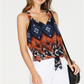 Blusa feminina de chiffon com amarração frontal INC International Concepts, marrom, tamanho pequeno GG