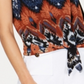 Blusa feminina de chiffon com amarração frontal INC International Concepts, marrom, tamanho pequeno GG