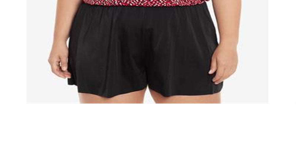 Swim Solutions Women's Plus Printed Baby Spice Double Strap Tummy Control Romper Maiô Vermelho Tamanho 22W