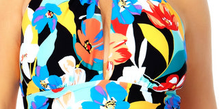 Anne Cole Maiô Feminino Floral com Bojo Removível e Gola Alta, Multi Floral, Tamanho 16W