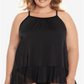 Swim Solutions Maiô Tankini Plus Size Feminino Plissado Preto