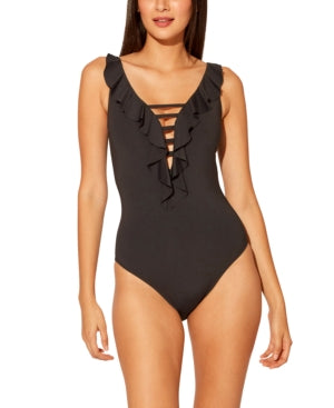 Maiô feminino Bleu Rod Beattie com cadarço e alças finas, preto