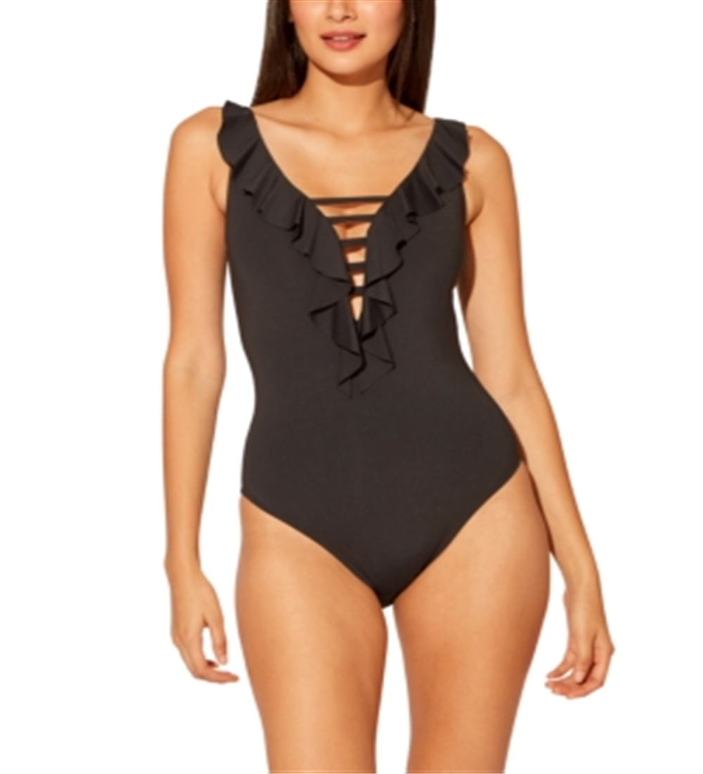 Maiô feminino Bleu Rod Beattie com cadarço e alças finas, preto