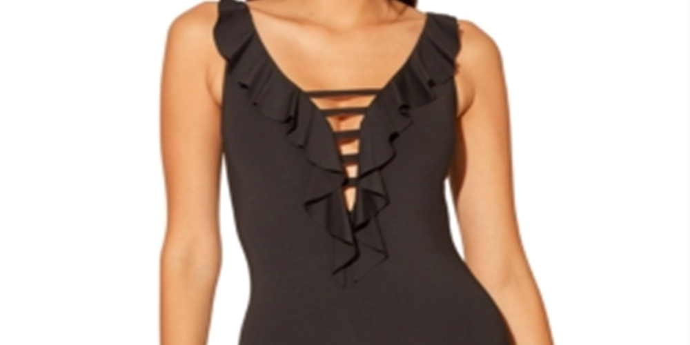 Maiô feminino Bleu Rod Beattie com cadarço e alças finas, preto