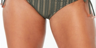 Calcinha de biquíni hipster feminina Bar III com aba lateral de crochê, verde