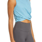 Camiseta de treino Nike Dry Crop Twist feminina, azul, tamanho pequeno
