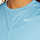 Camiseta de treino Nike Dry Crop Twist feminina, azul, tamanho pequeno