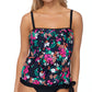 Top de maiô tankini estampado Dahlia feminino Island Escape, preto, tamanho 8