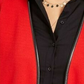 Cardigan feminino com estampa de bloco de cores e manga comprida aberta, camiseta e suéter vermelho, tamanho pequeno e pequeno