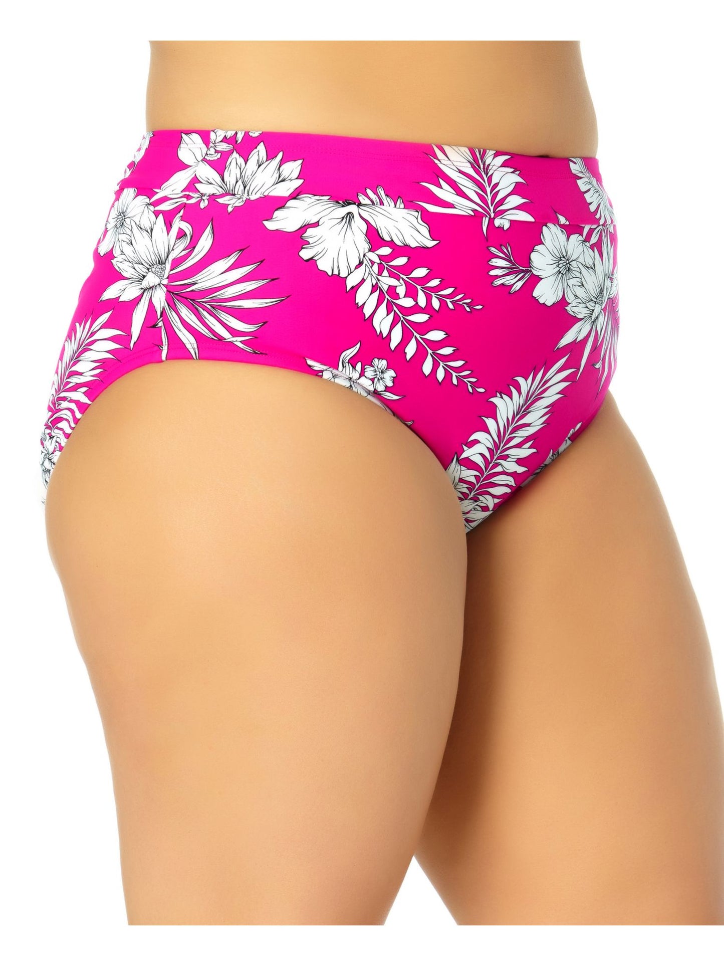 Biquíni feminino California Waves com forro elástico e cintura alta, cobertura moderada, cor rosa, tamanho 3-22/24