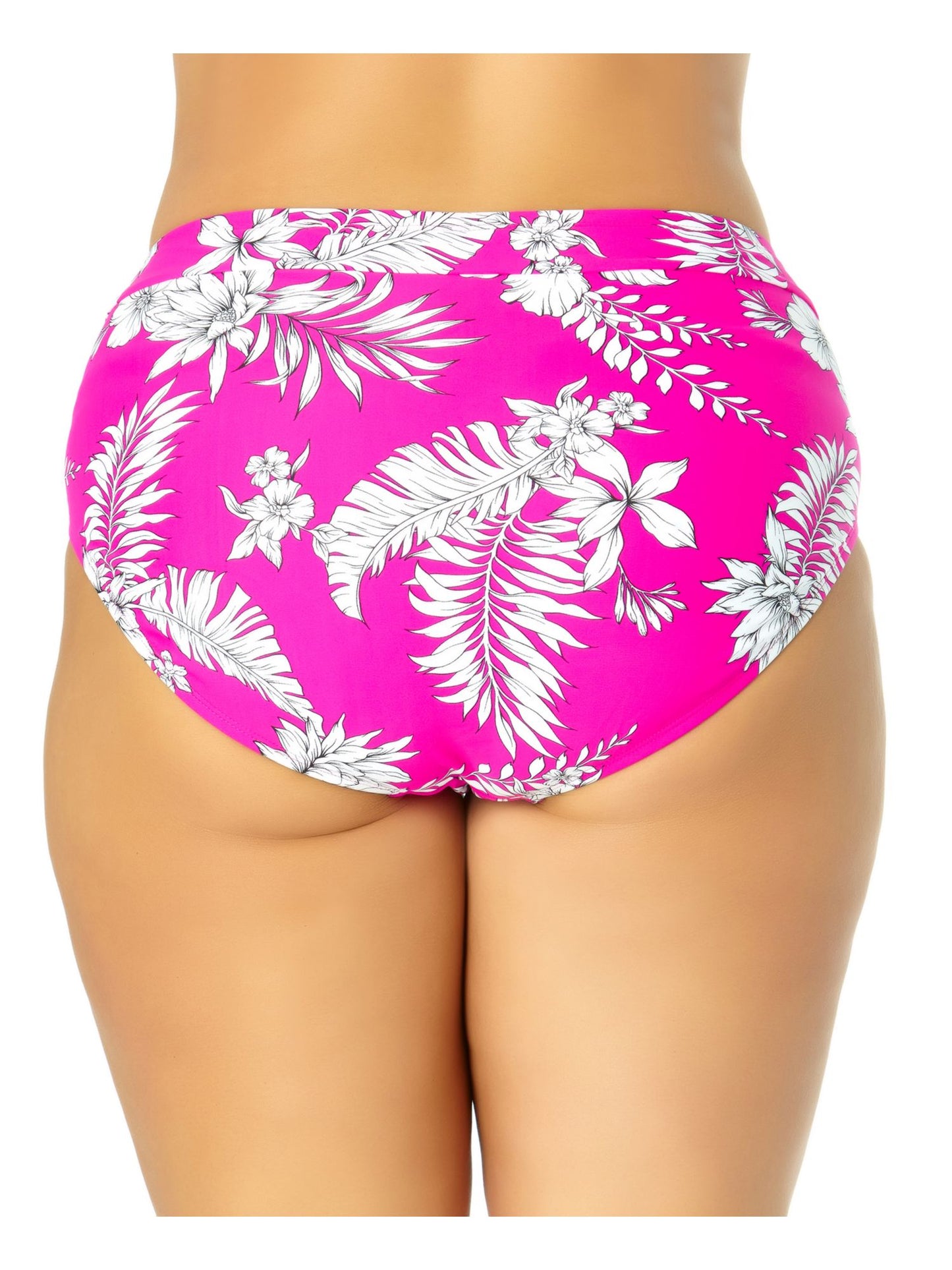 Biquíni feminino California Waves com forro elástico e cintura alta, cobertura moderada, cor rosa, tamanho 3-22/24