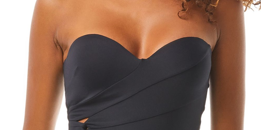 Maiô feminino Carmen Marc Valvo com recorte tomara que caia, preto, tamanho 12